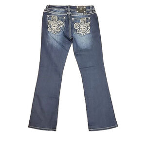 Miss Me Womens Denim Jeans 32x30 Lis De Fleur Blue Cotton Bootcut NWOT $119